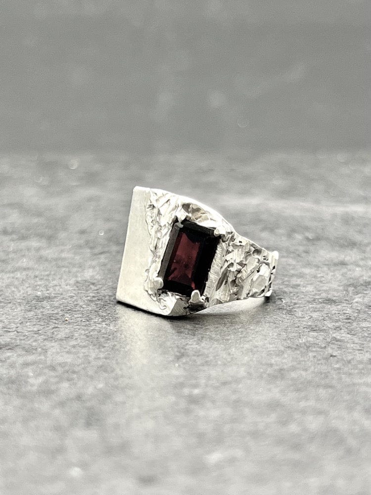 EMBER — Red Garnet Signet | Solid Sterling Silver Black Rock Jewel EMBER Red Garnet Signet Ring | Black Rock Jewel ring