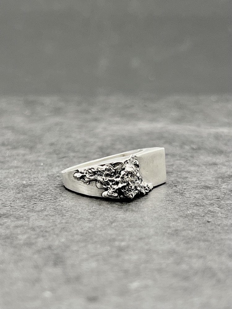 FRAME — Architectural Rectangular Signet | Solid Sterling Silver Black Rock Jewel FRAME Architectural Squared Signet | Black Rock Jewel ring