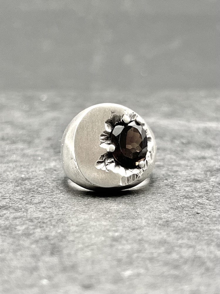 HAZE — Heavy Smoky Quartz Signet | Solid Sterling Silver Black Rock Jewel HAZE Heavy Smoky Quartz Signet | Black Rock Jewel ring