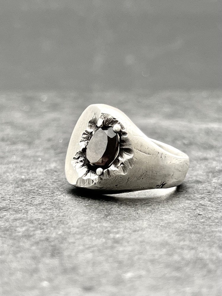HAZE — Heavy Smoky Quartz Signet | Solid Sterling Silver Black Rock Jewel HAZE Heavy Smoky Quartz Signet | Black Rock Jewel ring