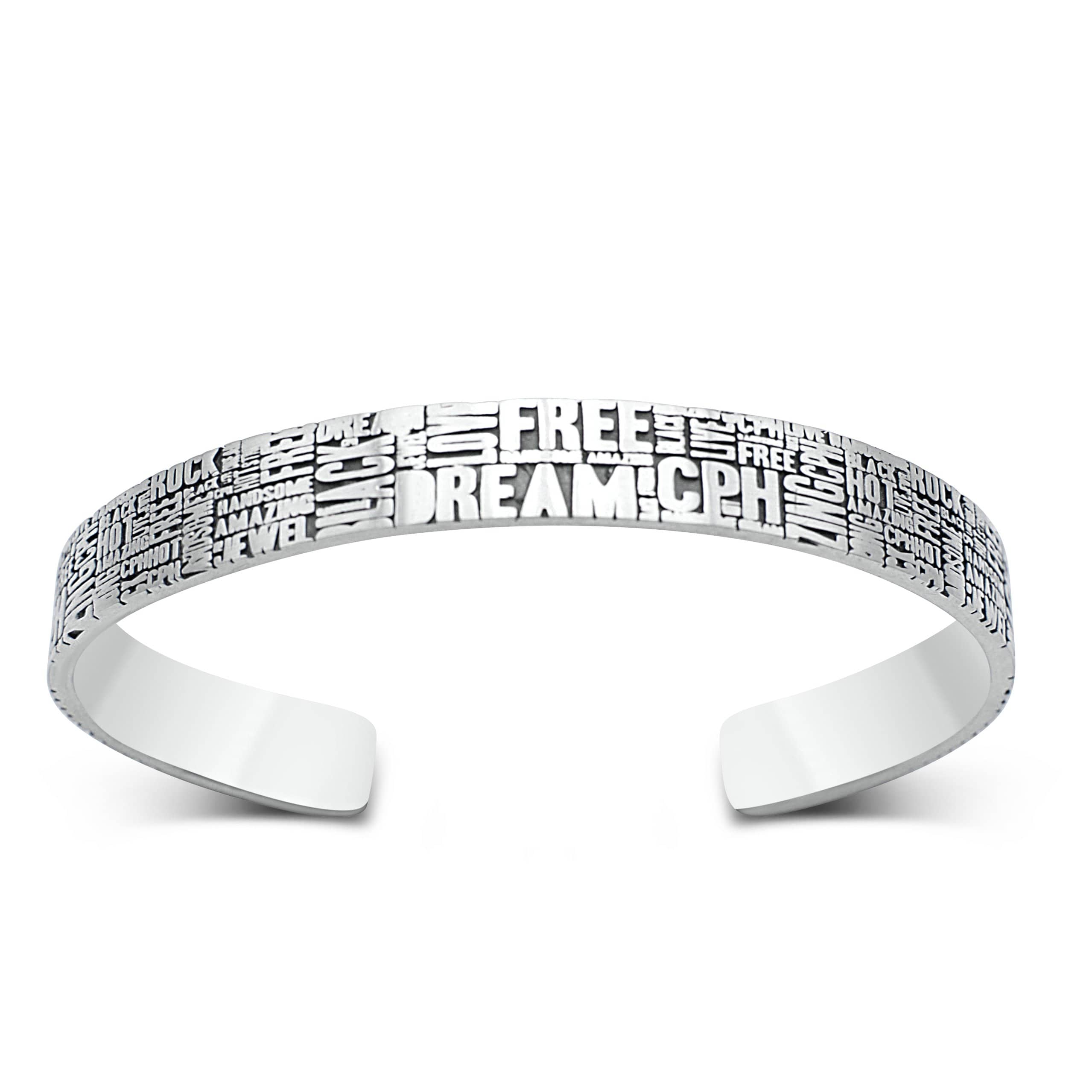 MANIFESTO — Typographic Word Cuff | Solid Sterling Silver Black Rock Jewel MANIFESTO Typographic Word Cuff | Black Rock Jewel bracelet