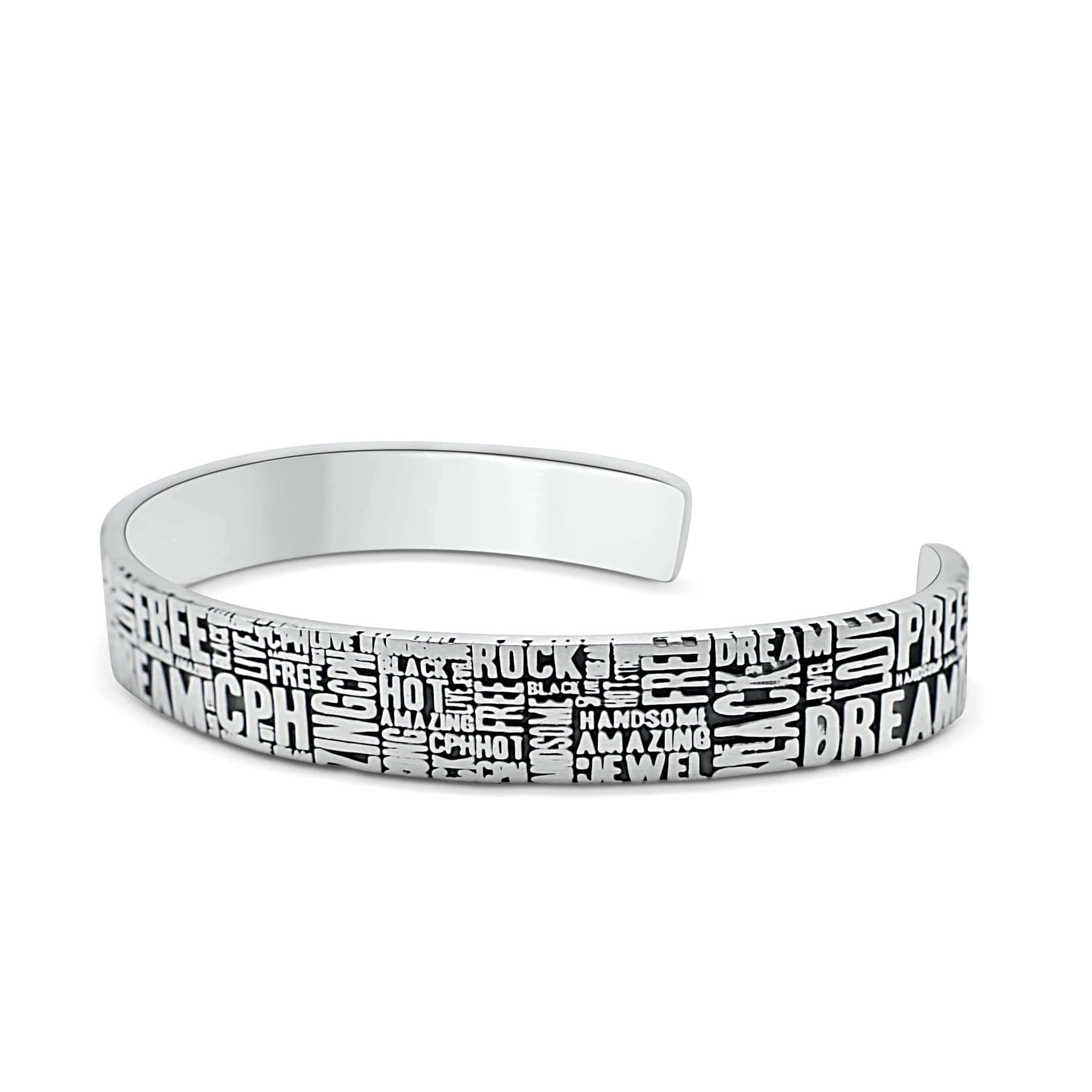 MANIFESTO — Typographic Word Cuff | Solid Sterling Silver Black Rock Jewel MANIFESTO Typographic Word Cuff | Black Rock Jewel bracelet