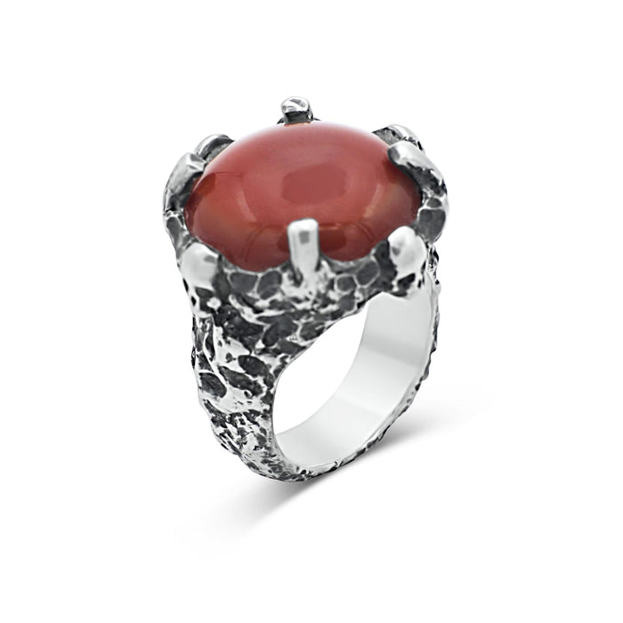 Men´s ring Carnelian stone with skulls - Black Rock Jewel