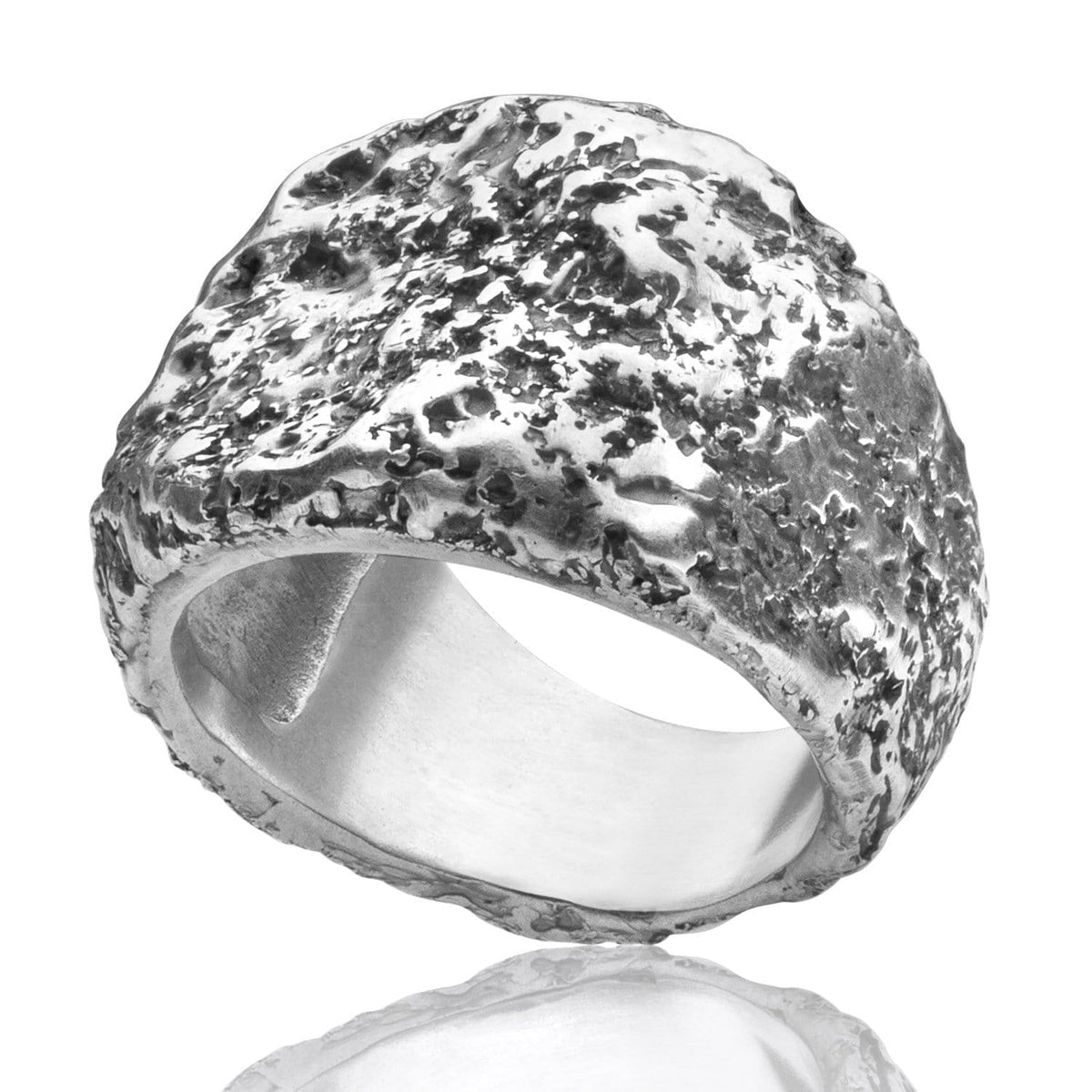 Men's ring Signet carved moon oxid - Black Rock Jewel