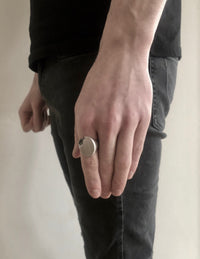 Men's ring Signet oval crunch - Black Rock Jewel