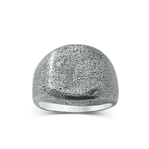 Men's ring Signet rounded oxid - Black Rock Jewel