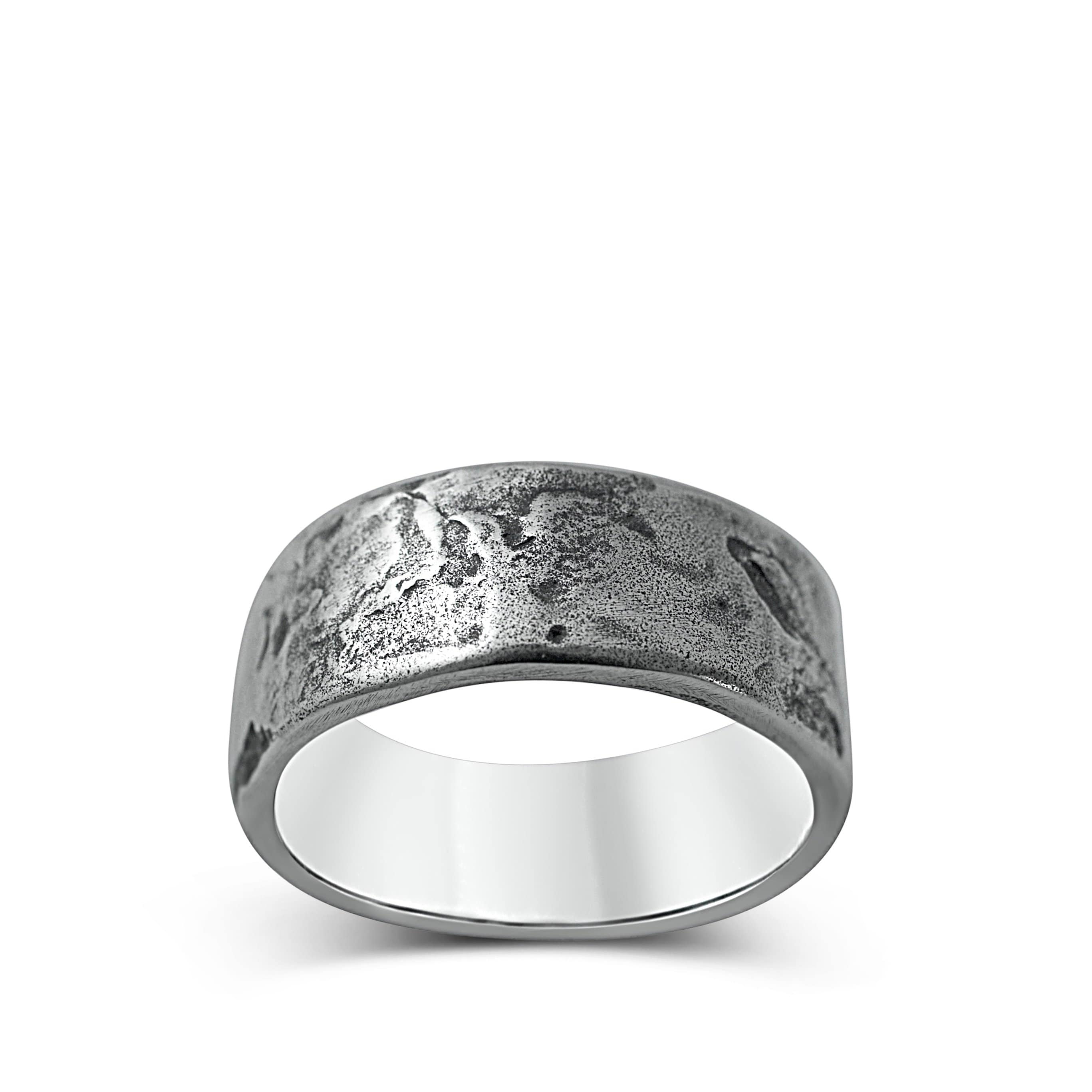 MONOLITH — Raw Texture Band Ring | Solid Silver Black Rock Jewel MONOLITH Raw Texture Band Ring | Black Rock Jewel ring