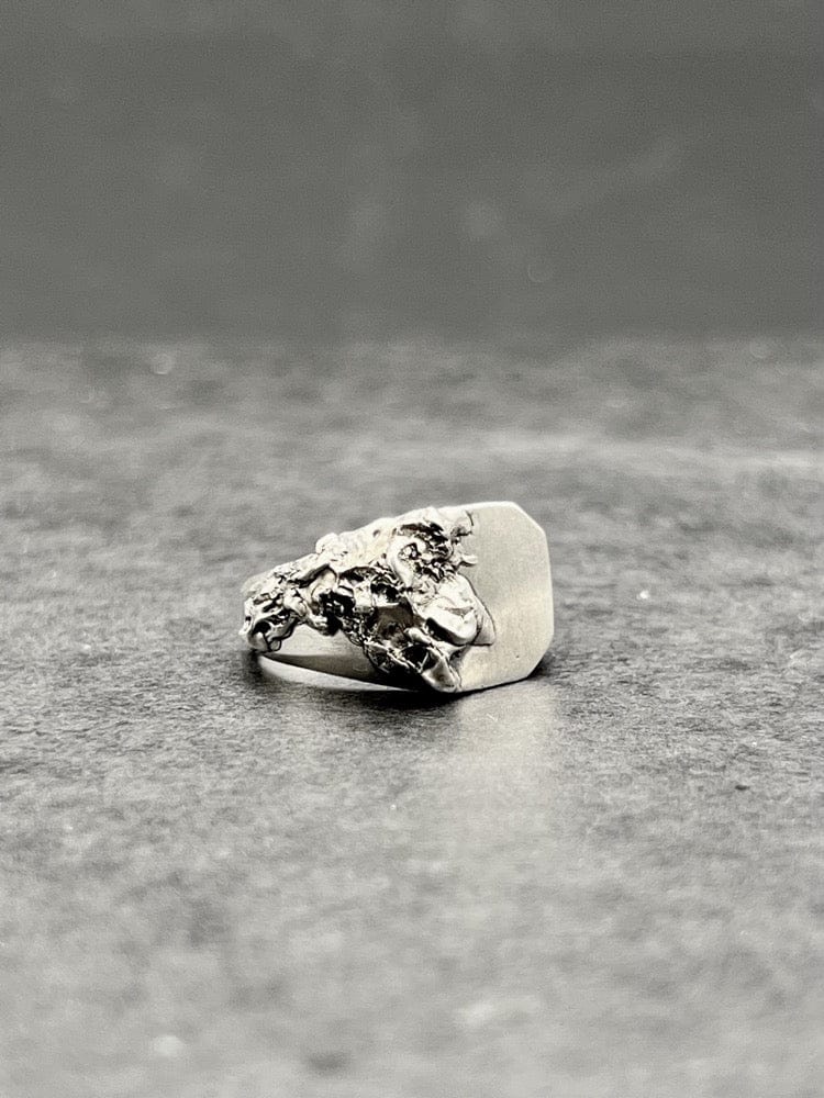 OUTLINE — Raw Signature Signet Ring | Solid Sterling Silver Black Rock Jewel OUTLINE Raw Signature Signet Ring | Black Rock Jewel ring