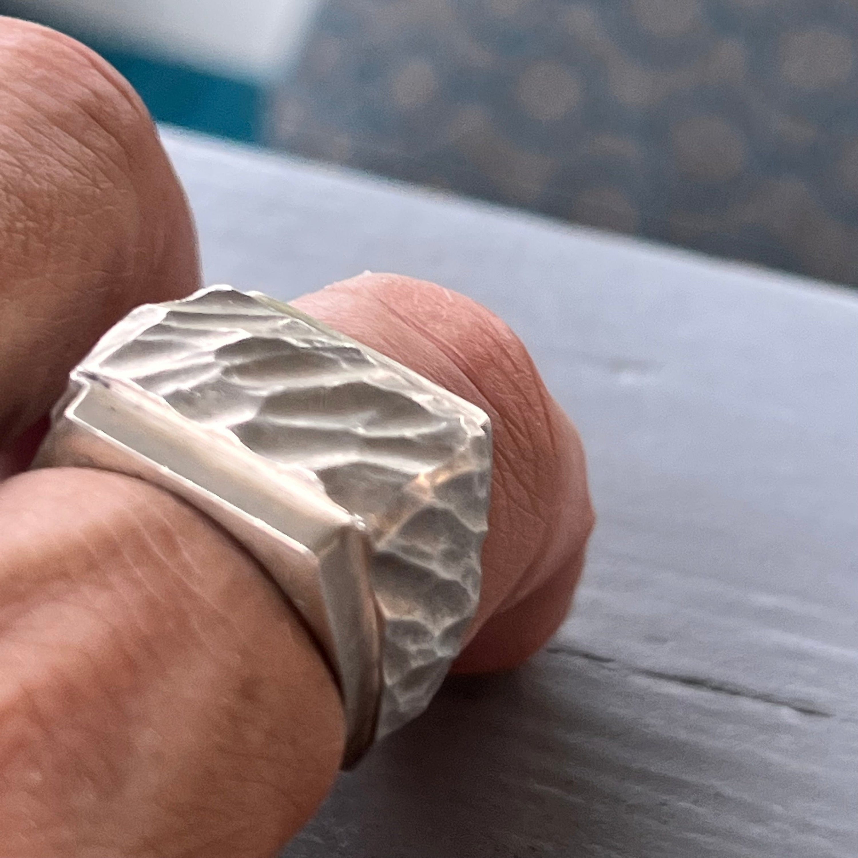 QUARRY — Eroded Signet Band | Solid Sterling Silver Black Rock Jewel QUARRY Eroded Signet Band Ring | Black Rock Jewel ring