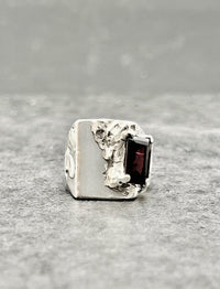 Red garnet signet ring - Black Rock Jewel