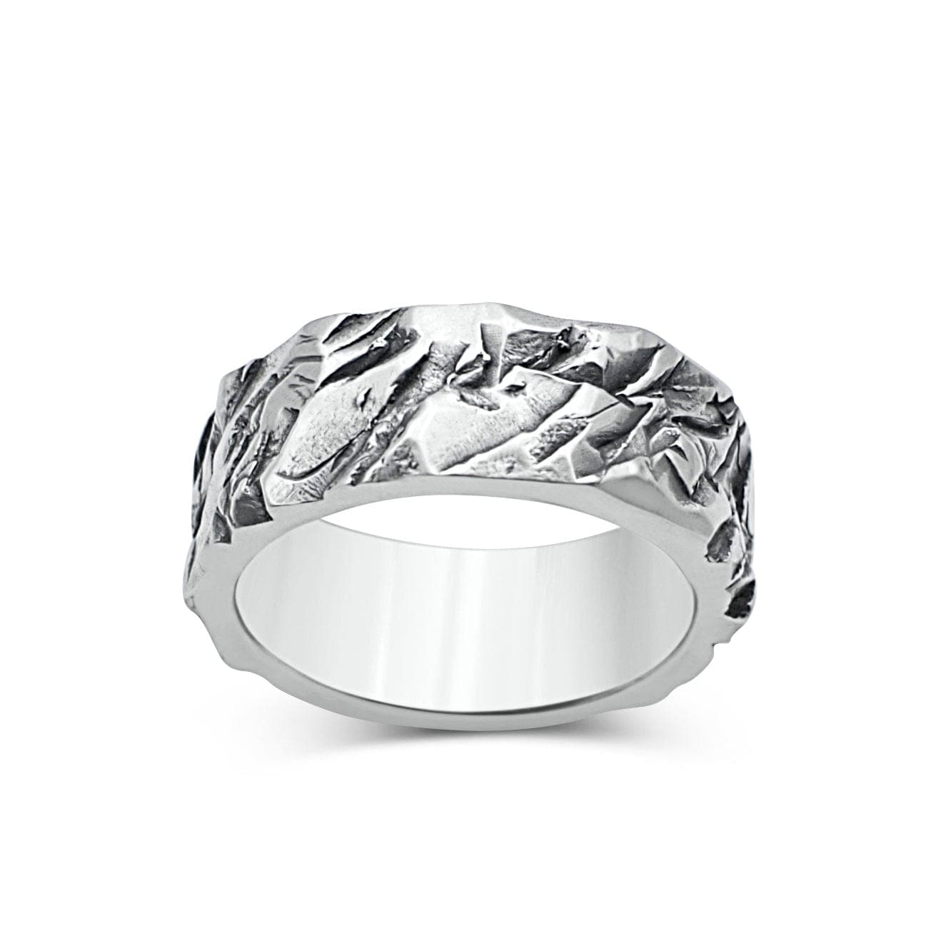RIDGE — Brutalist Texture Band | Solid Sterling Silver Black Rock Jewel RIDGE Brutalist Texture Band | Black Rock Jewel ring