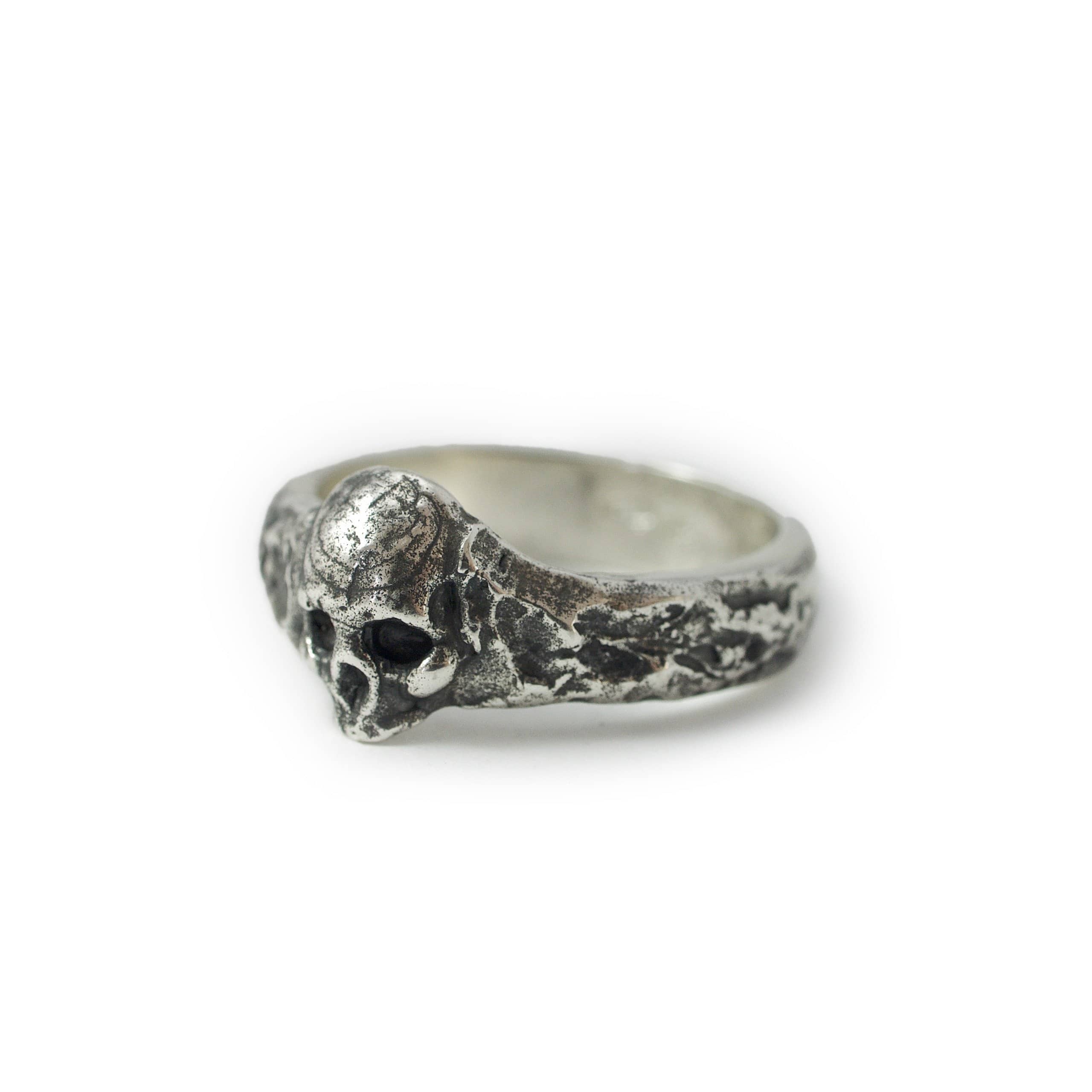 Skull ring Band thin - Black Rock Jewel