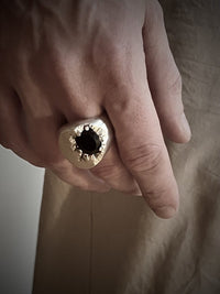 Smoky quartz big signet ring - Black Rock Jewel