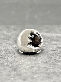 Smoky quartz big signet ring - Black Rock Jewel